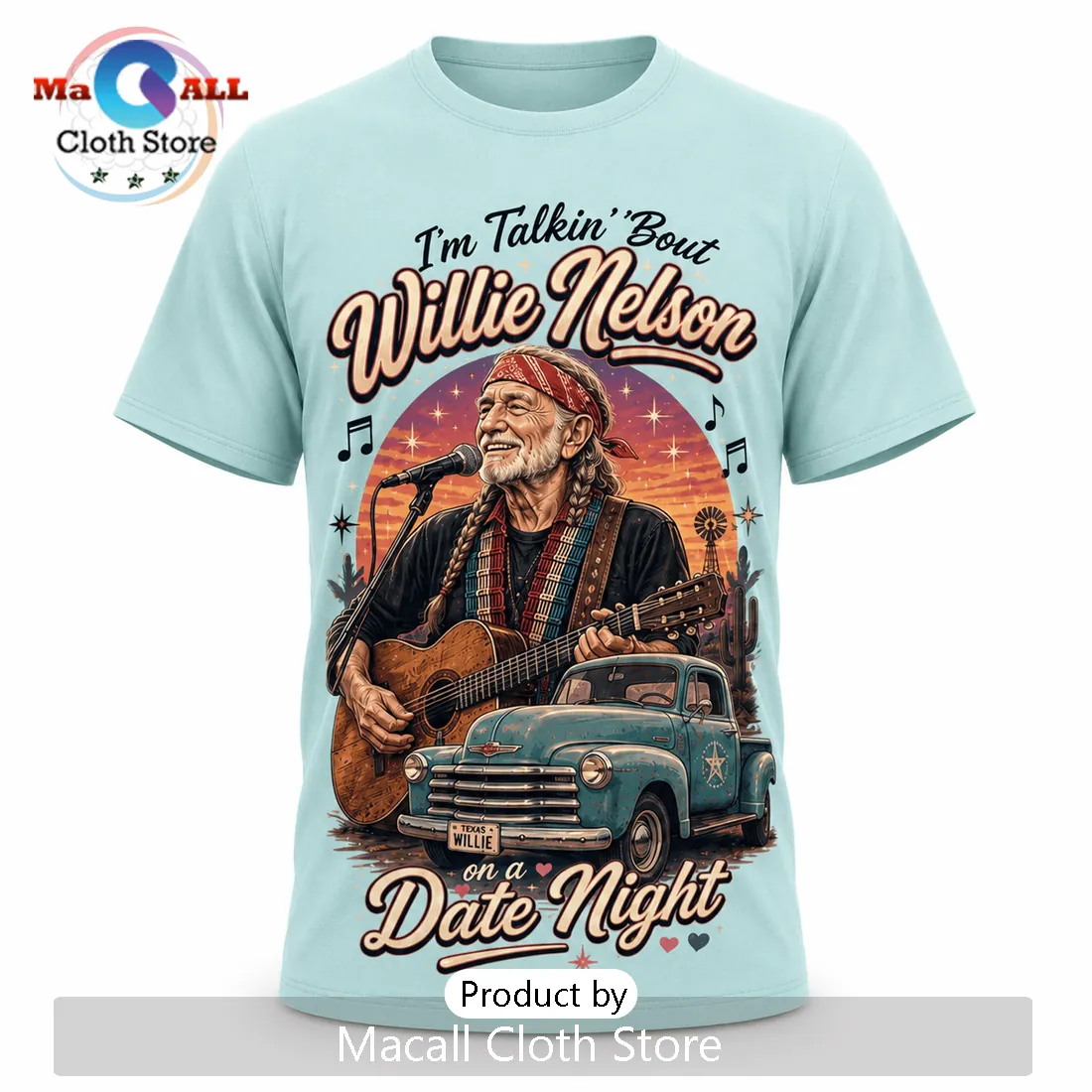 Willie Nelson Retro Road Trip Country Music Graphic T-Shirt Willie Nelson Retro Road Trip Country Music Graphic T-Shirt