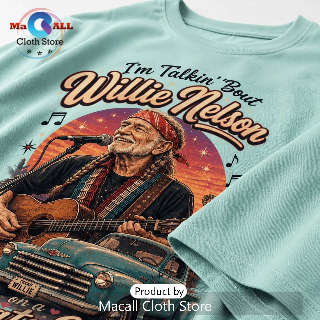 Willie Nelson Retro Road Trip Country Music Graphic T-Shirt Willie Nelson Retro Road Trip Country Music Graphic T-Shirt