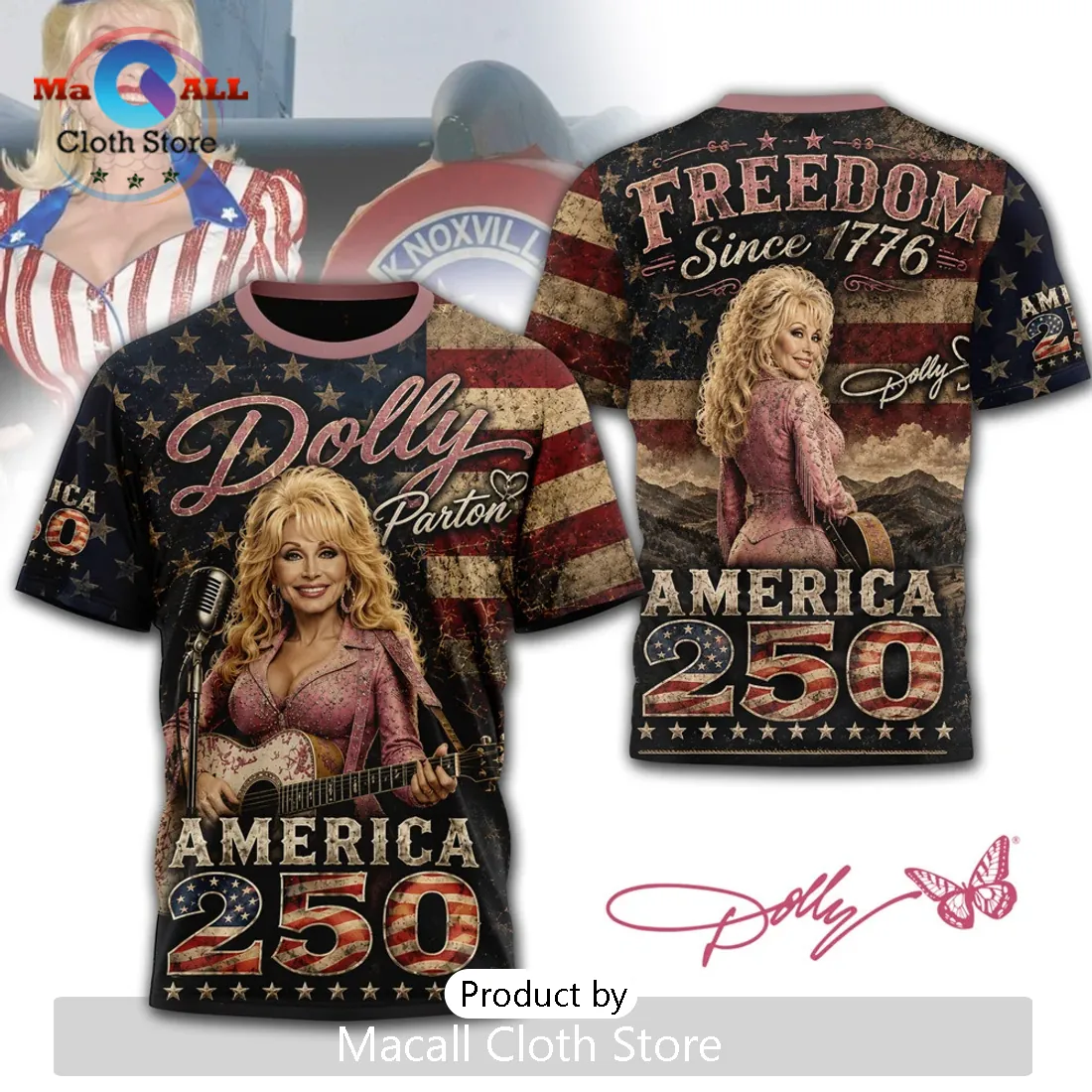Dolly Parton America 250 Patriotic Freedom Graphic T-Shirt