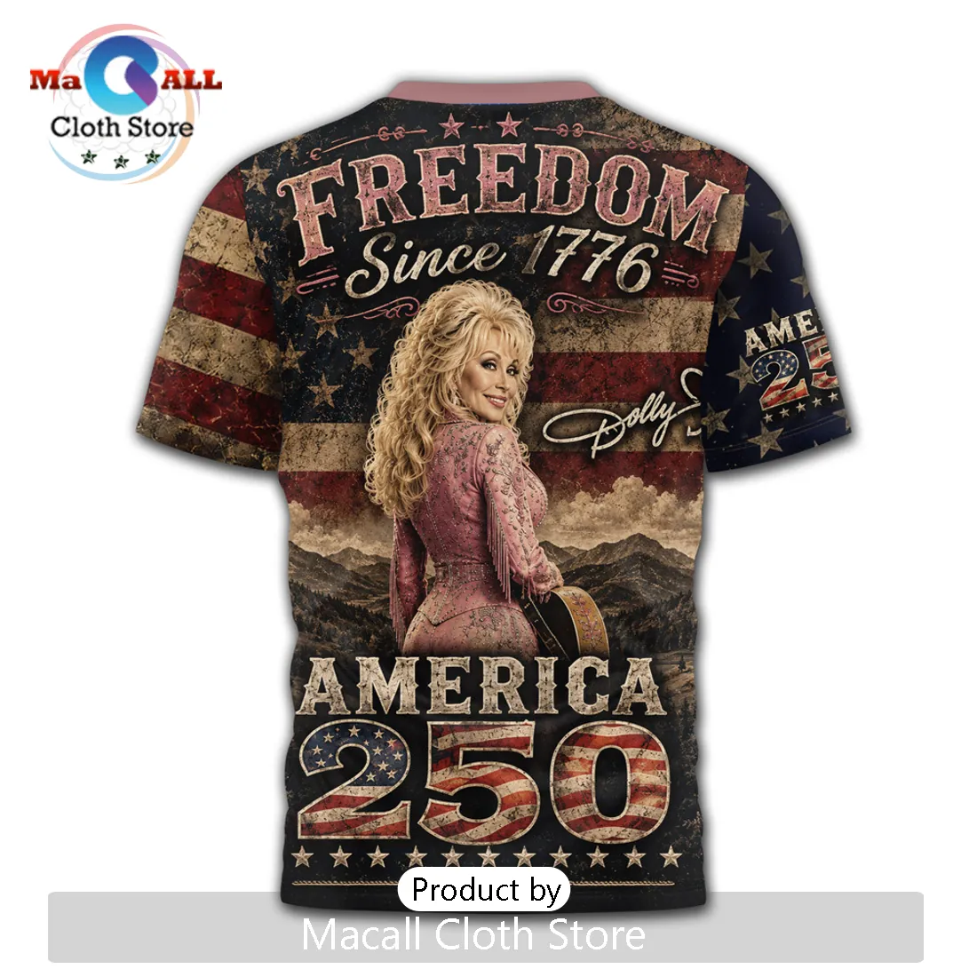 Dolly Parton America 250 Patriotic Freedom Graphic T-Shirt Dolly Parton America 250 Patriotic Freedom Graphic T-Shirt
