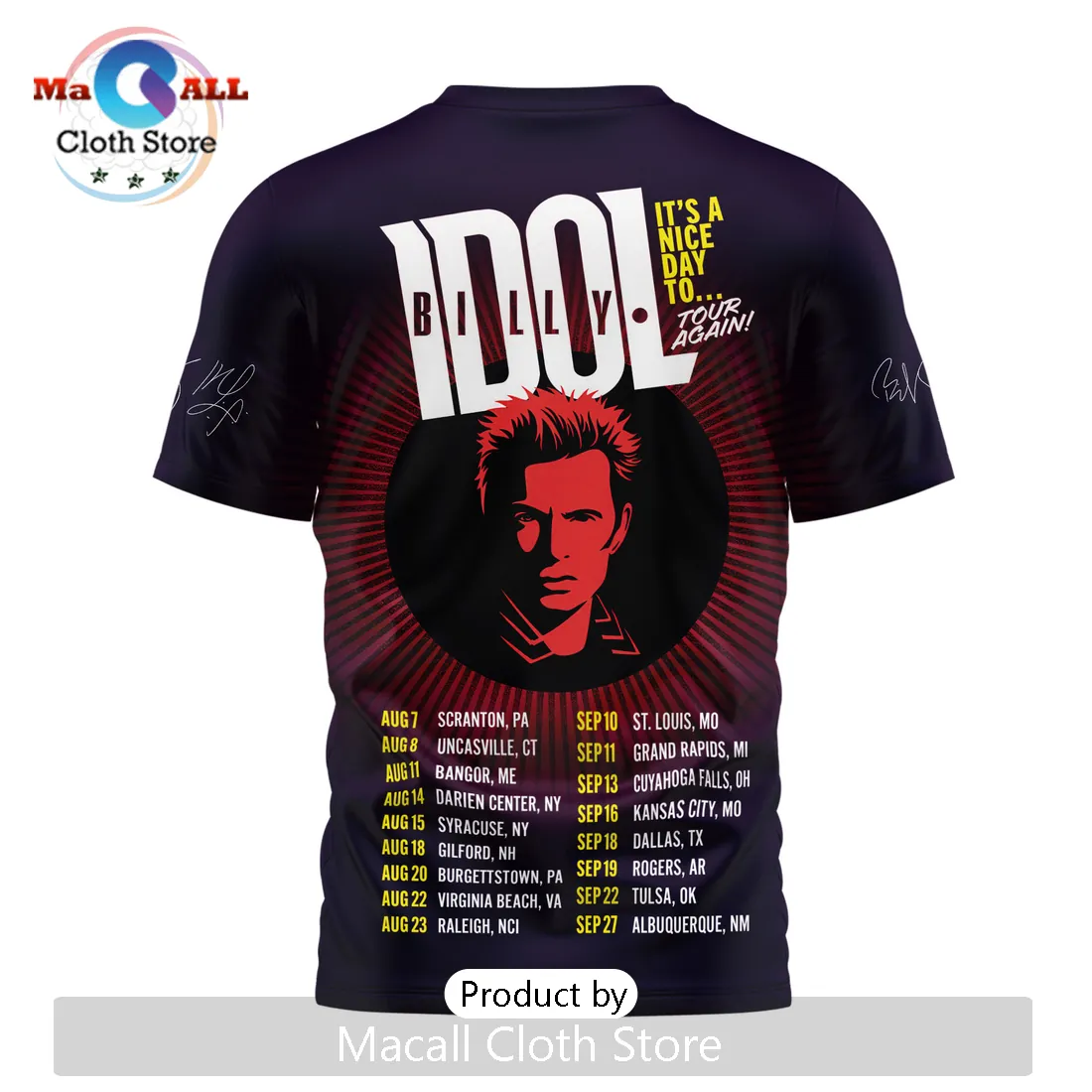 Billy Idol Should Be Dead Concert Tour Dates Graphic T-Shirt