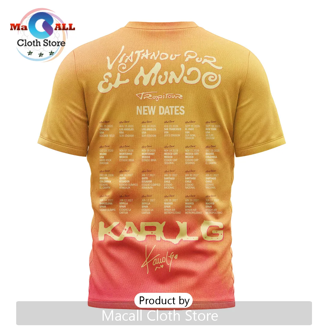 Karol G Tropitour Viajando Por El Mundo 2026 Tour Graphic T-Shirt Karol G Tropitour Viajando Por El Mundo 2026 Tour Graphic T-Shirt