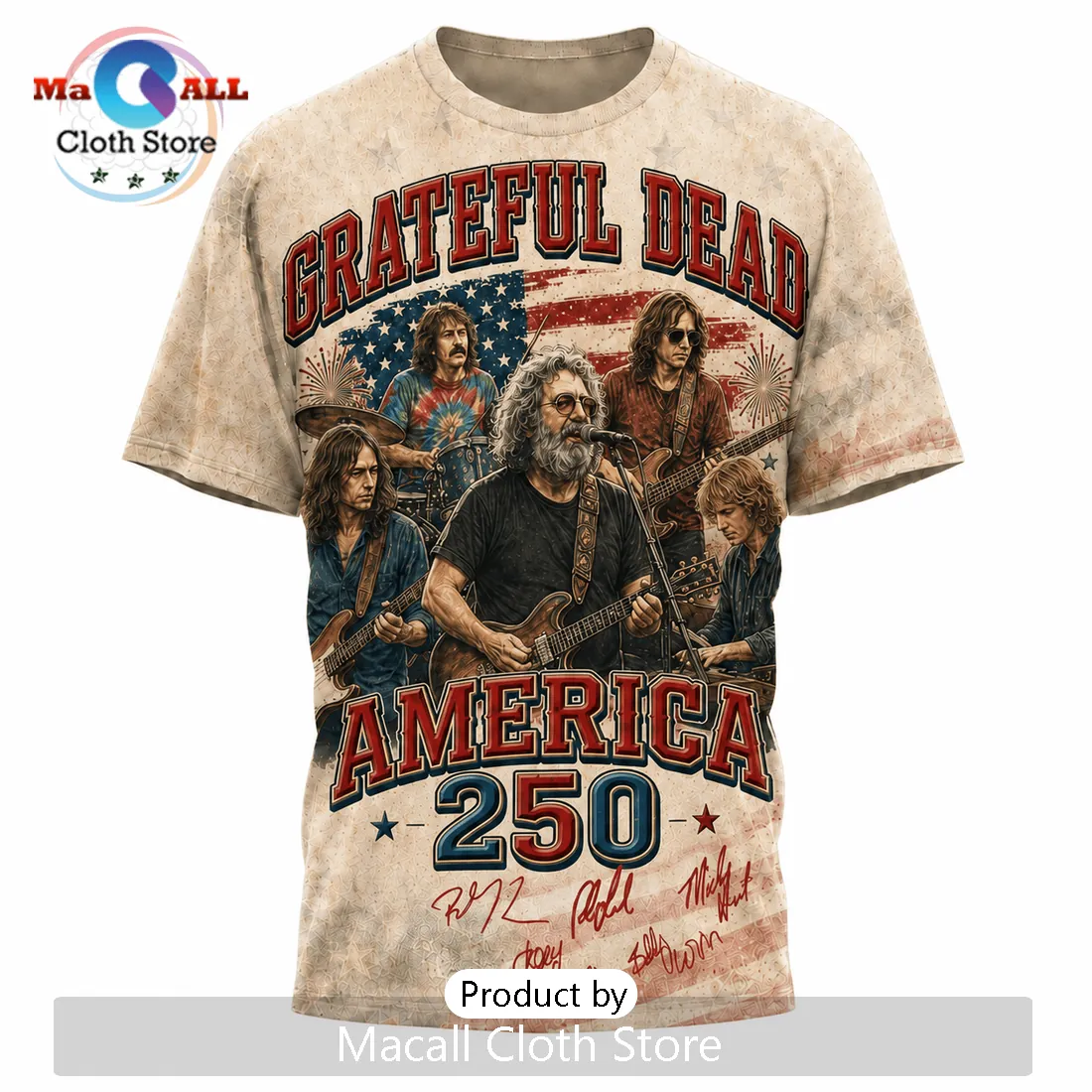 Grateful Dead America 250 Patriotic USA Flag Graphic T-Shirt Grateful Dead America 250 Patriotic USA Flag Graphic T-Shirt