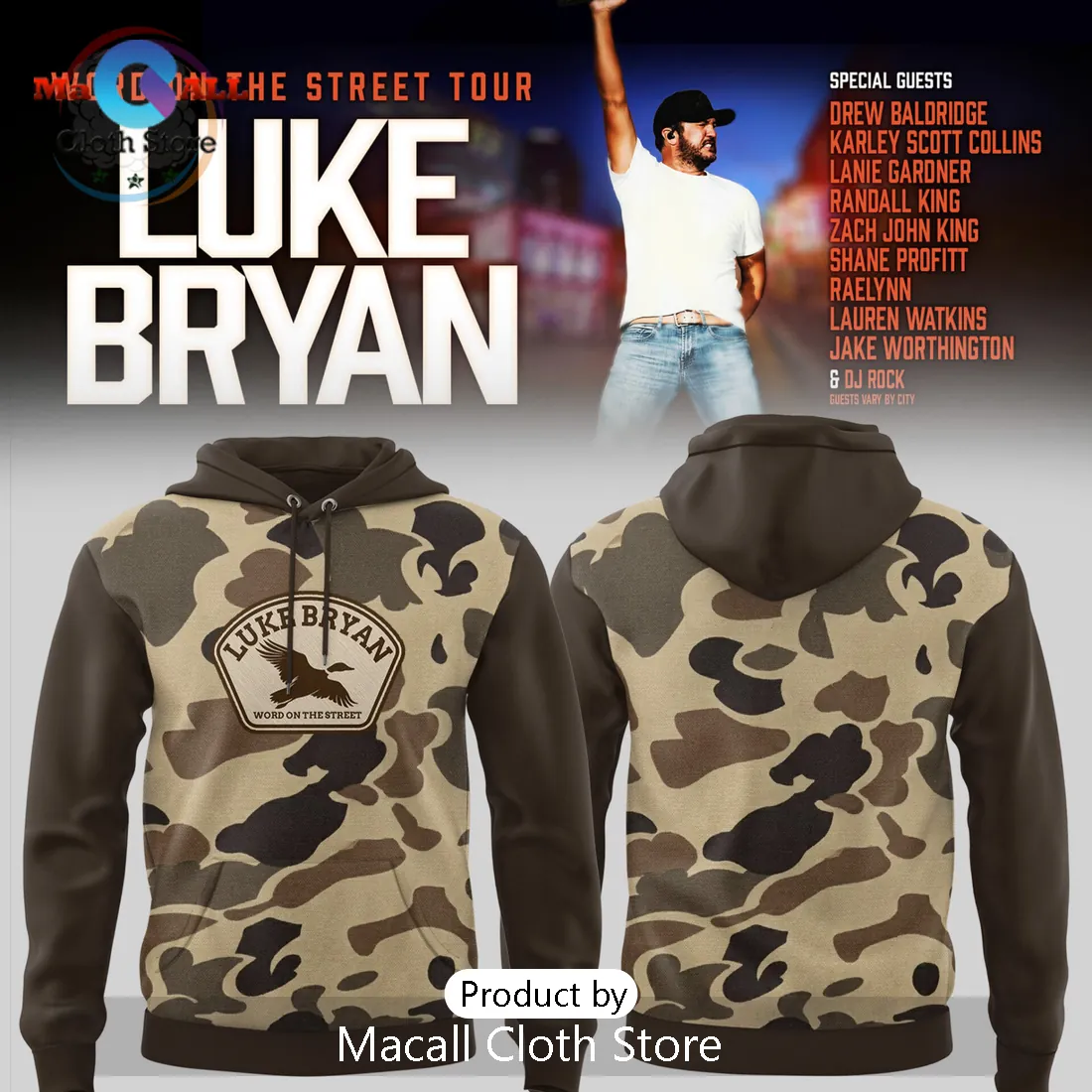 Luke Bryan Word On The Street Tour Camouflage Hoodie 2026 Luke Bryan Word On The Street Tour Camouflage Hoodie 2026