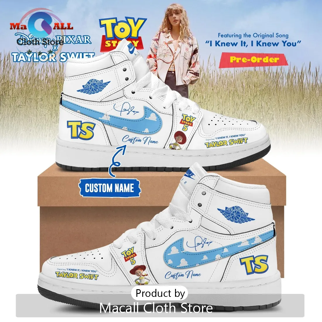 Taylor Swift x Toy Story 5 Custom Name Air Jordan 1 Sneakers