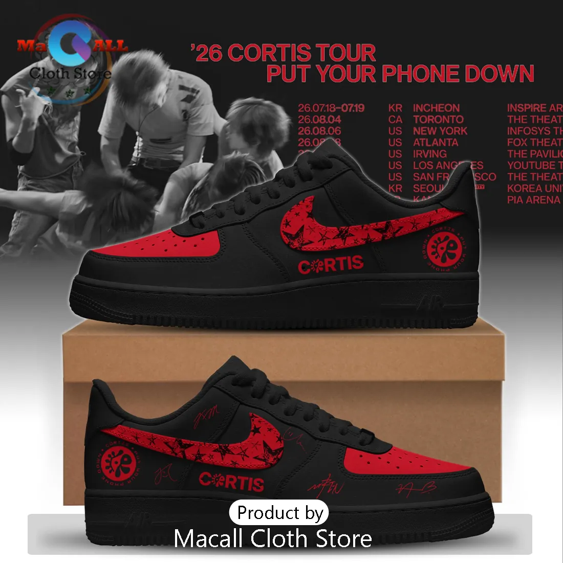 Cortis Put Your Phone Down 2026 World Tour Air Force 1 Sneakers Cortis Put Your Phone Down 2026 World Tour Air Force 1 Sneakers