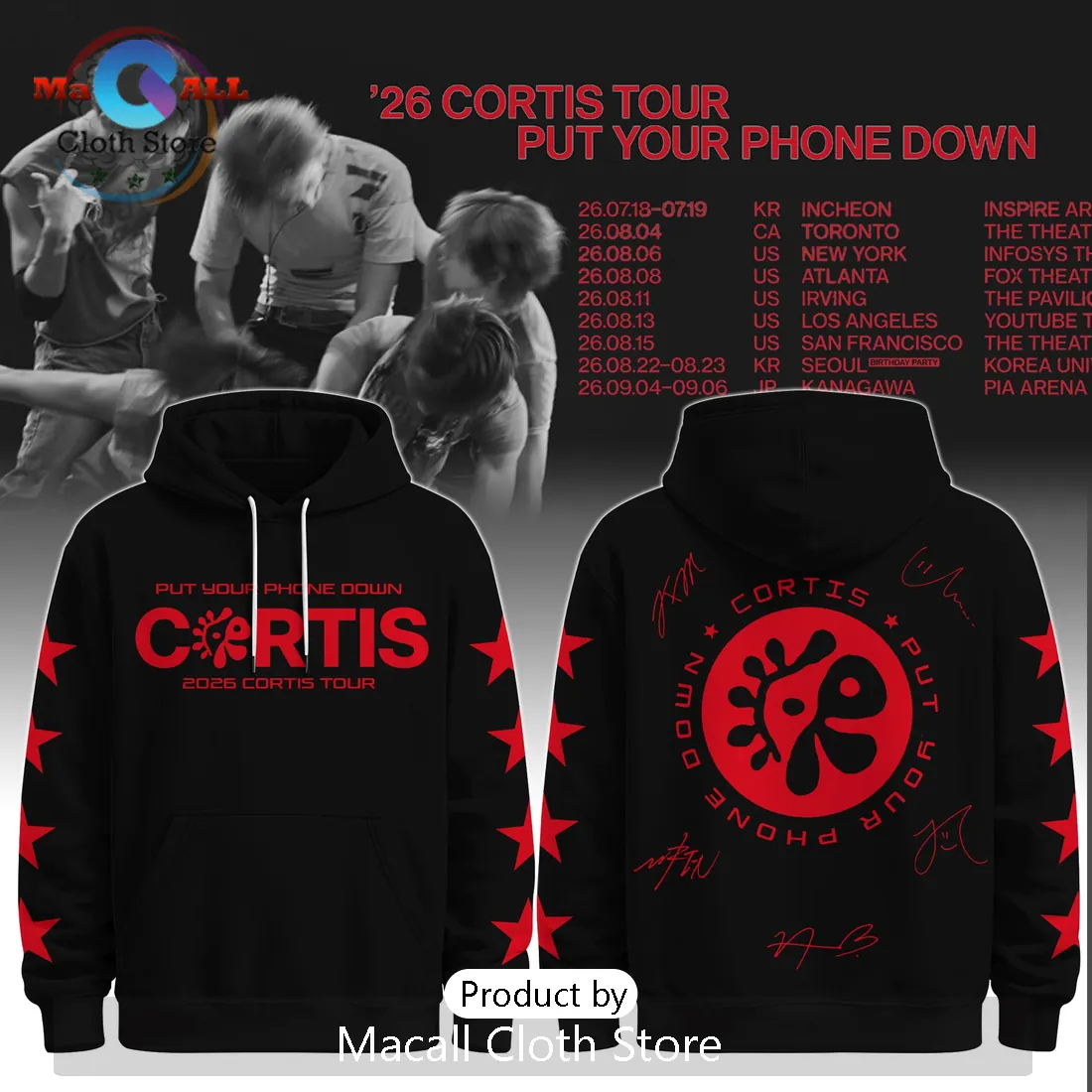 Cortis Put Your Phone Down 2026 Tour Graphic Hoodie