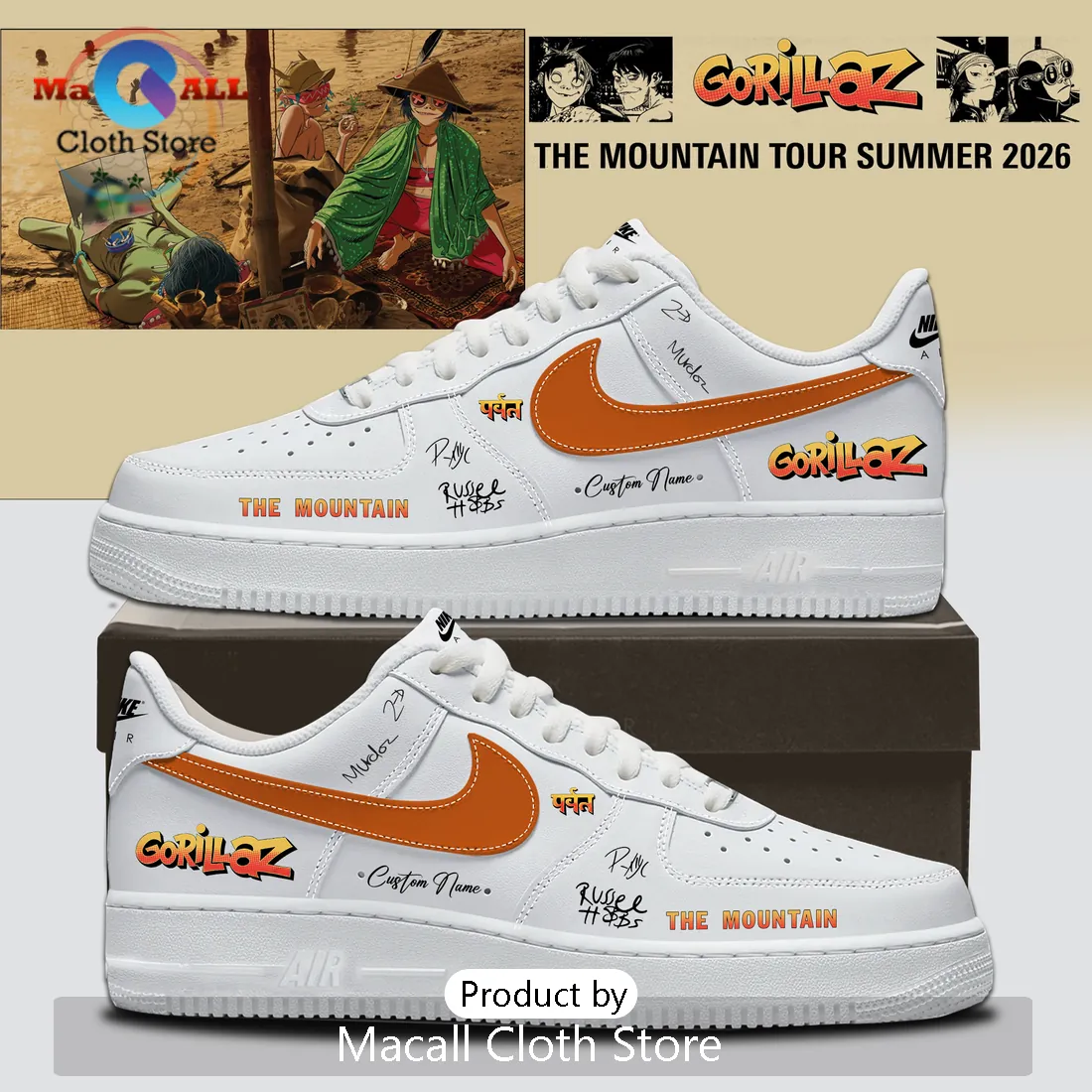 Gorillaz The Mountain Tour 2026 Custom Signature Air Force 1