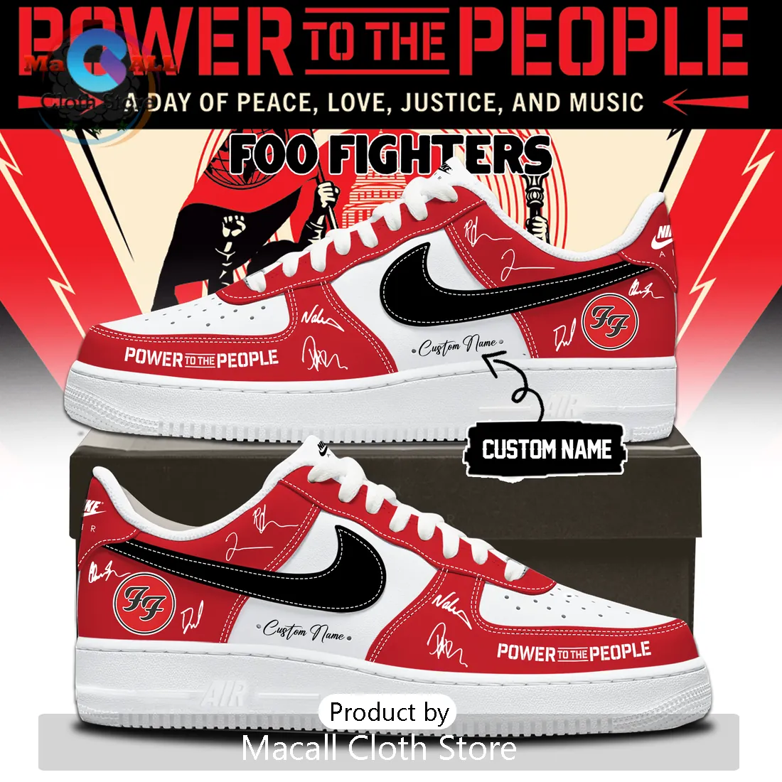 Foo Fighters Power To The People Custom Air Force 1 Sneakers