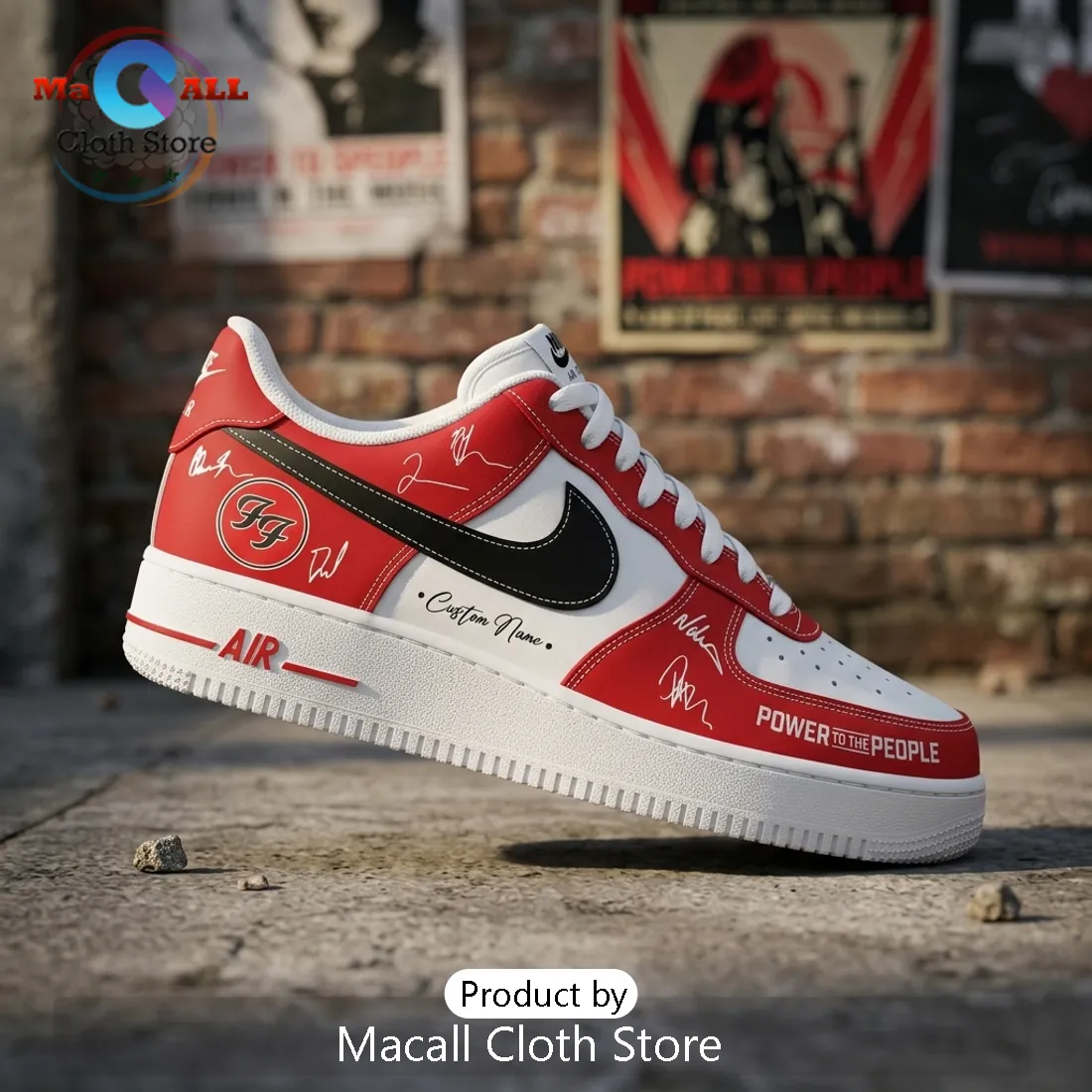 Foo Fighters Power To The People Custom Air Force 1 Sneakers Foo Fighters Power To The People Custom Air Force 1 Sneakers