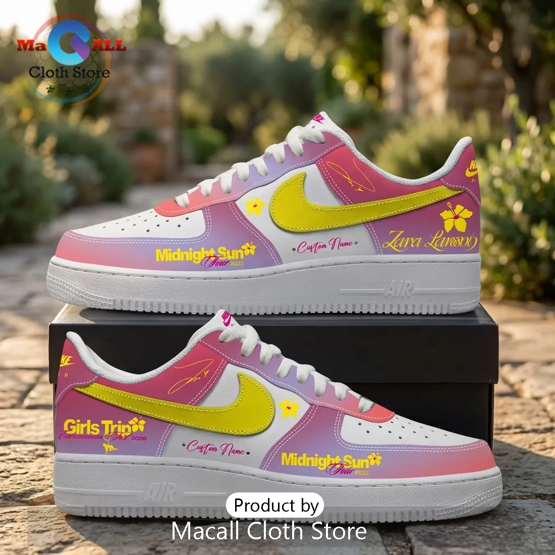 Zara Larsson Midnight Sun Tour 2025 Pink Custom Air Force 1 Sneakers