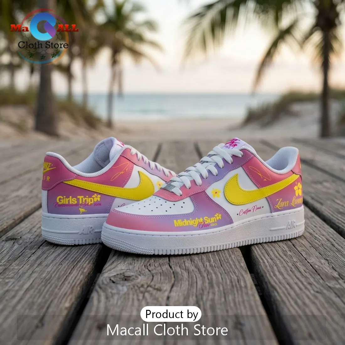 Zara Larsson Midnight Sun Tour 2025 Pink Custom Air Force 1 Sneakers Zara Larsson Midnight Sun Tour 2025 Pink Custom Air Force 1 Sneakers