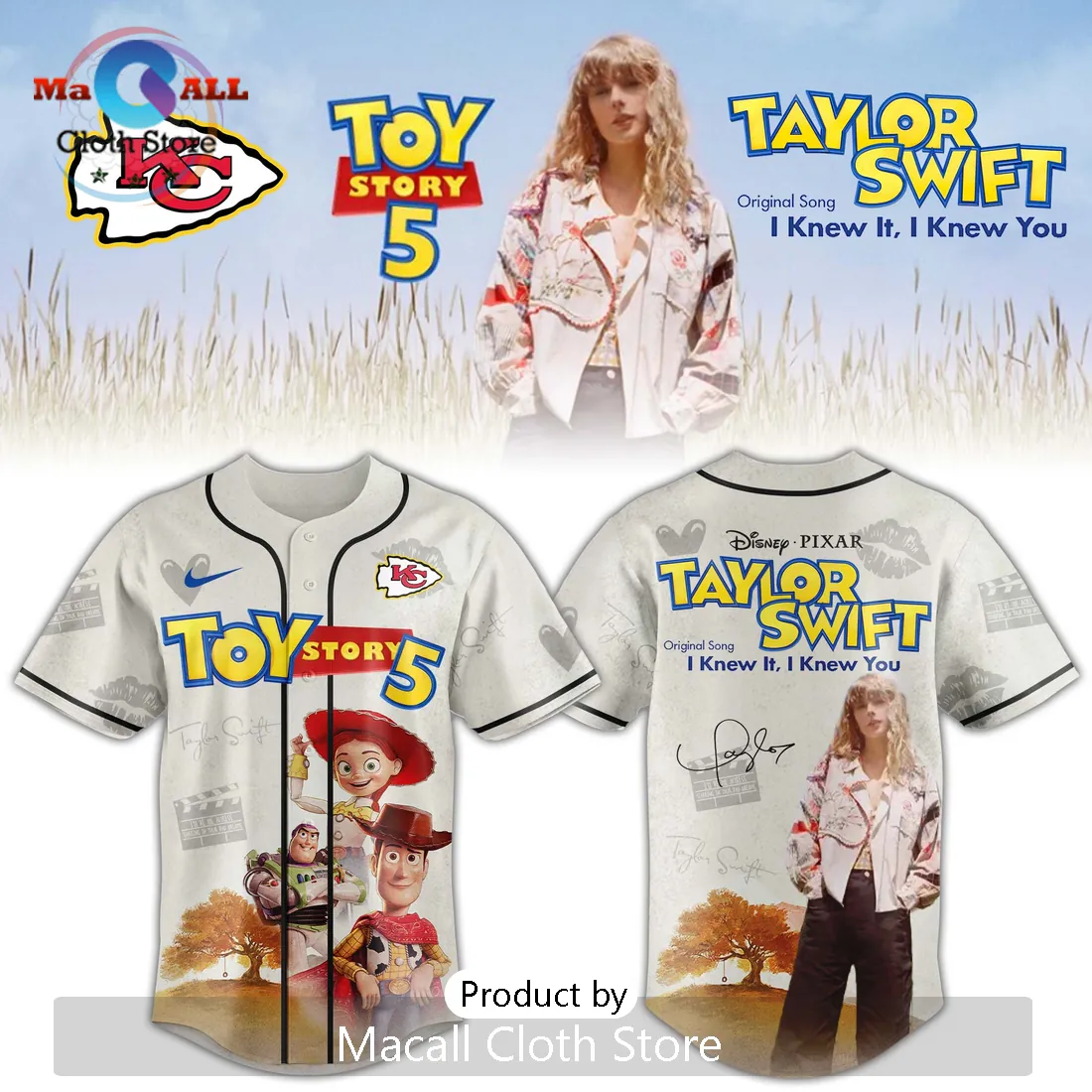 Taylor Swift x Toy Story 5 x Kansas City Chiefs 2026 Baseball Jersey