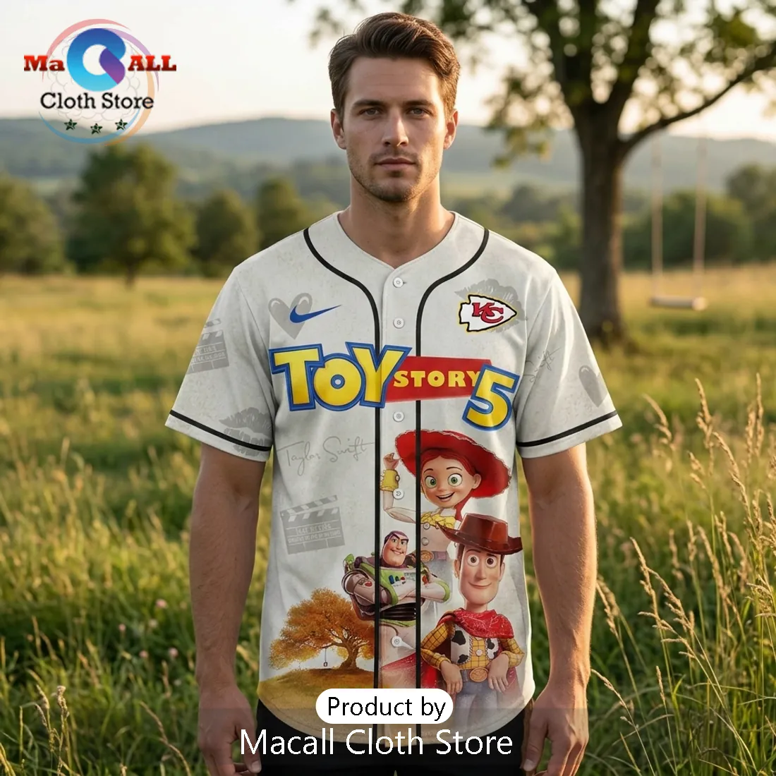 Taylor Swift x Toy Story 5 x Kansas City Chiefs 2026 Baseball Jersey Taylor Swift x Toy Story 5 x Kansas City Chiefs 2026 Baseball Jersey