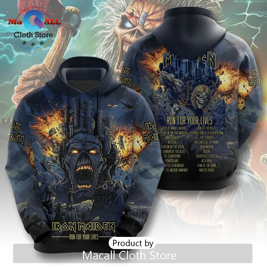 Iron Maiden Run For Your Lives Eddie Pullover Hoodie