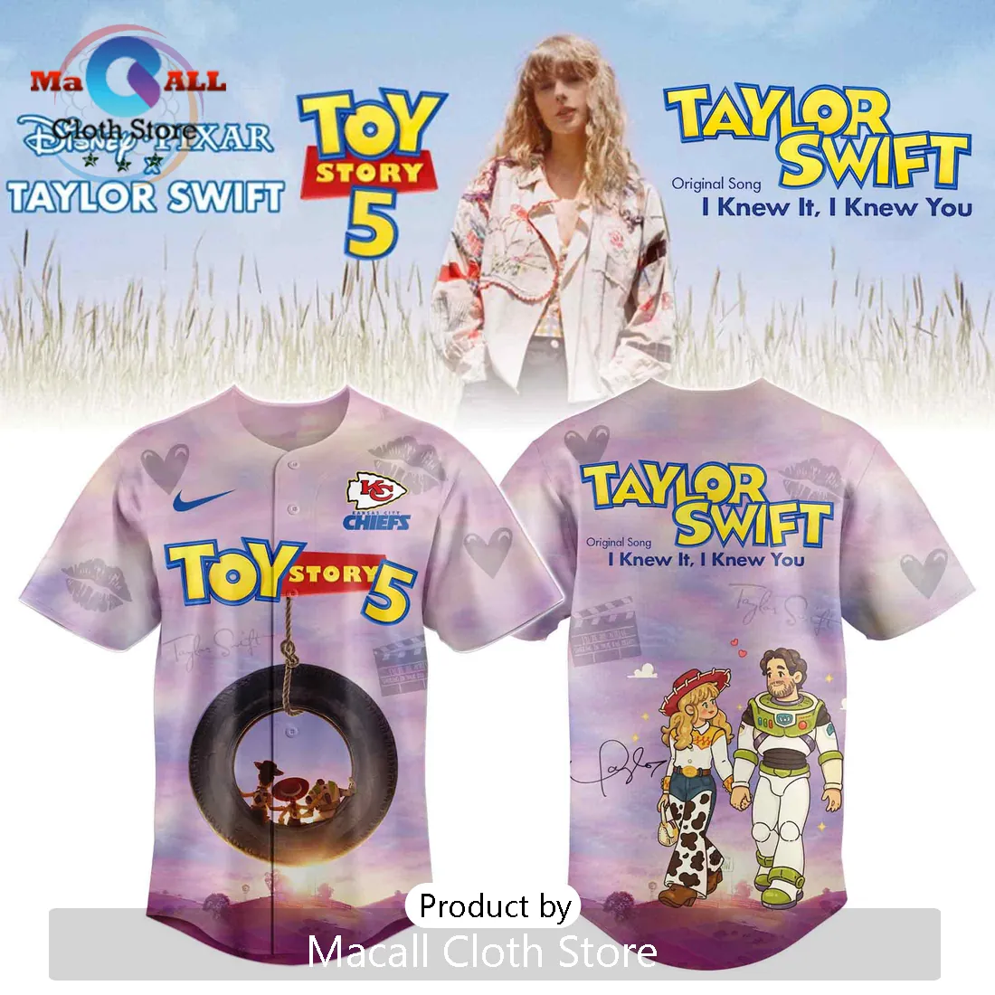 Taylor Swift x Kansas City Chiefs Toy Story 5 Collectible Baseball Jersey