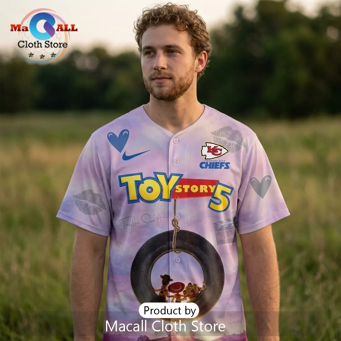 Taylor Swift x Kansas City Chiefs Toy Story 5 Collectible Baseball Jersey Taylor Swift x Kansas City Chiefs Toy Story 5 Collectible Baseball Jersey