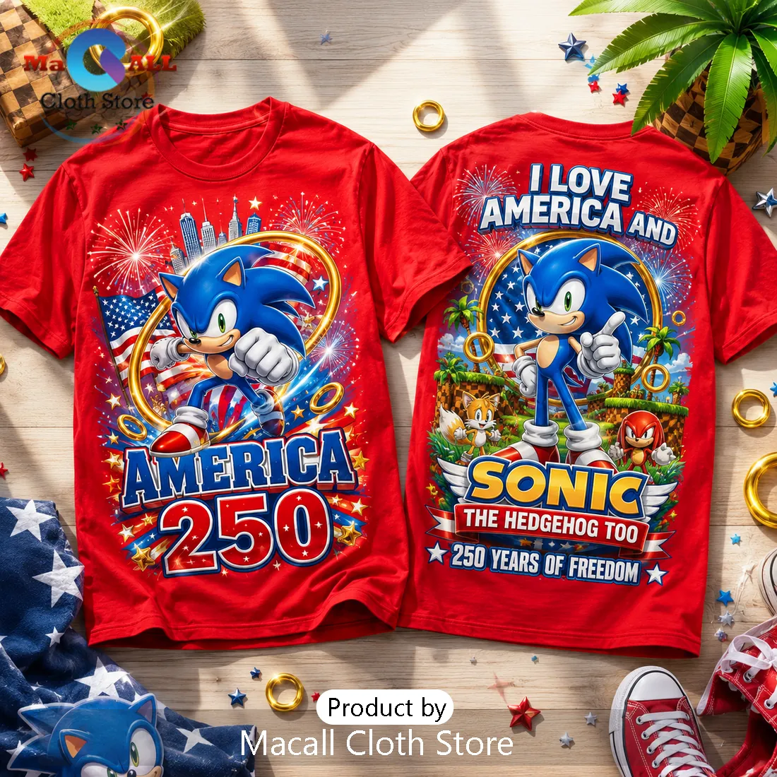 Sonic The Hedgehog America 250 Years Of Freedom T-Shirt