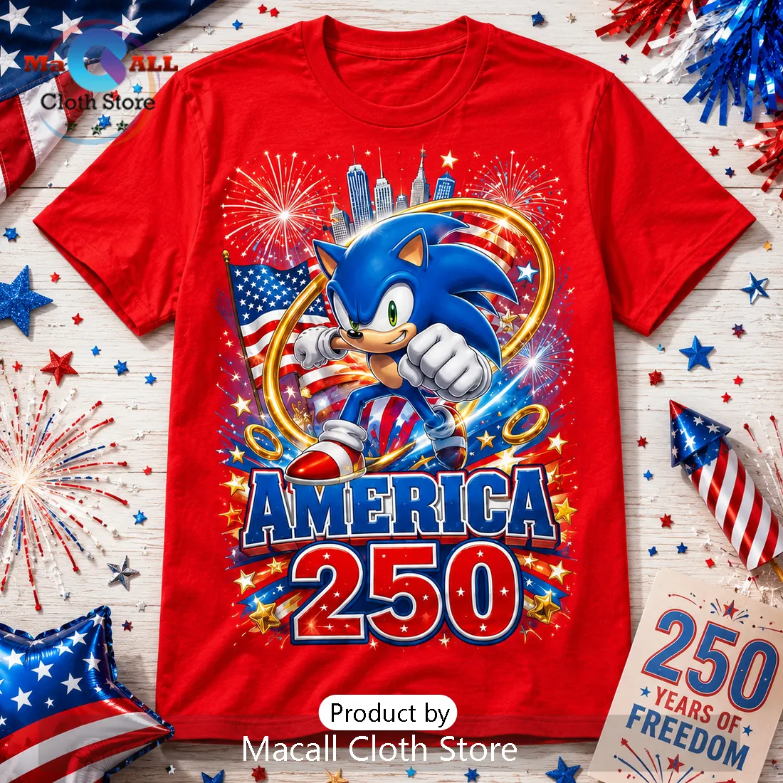 Sonic The Hedgehog America 250 Years Of Freedom T-Shirt