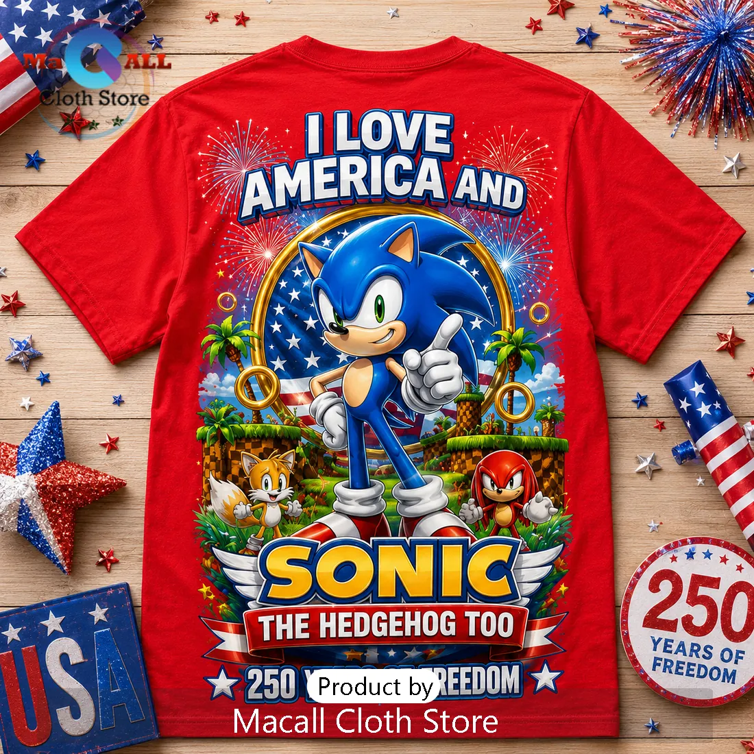 Sonic The Hedgehog America 250 Years Of Freedom T-Shirt Sonic The Hedgehog America 250 Years Of Freedom T-Shirt