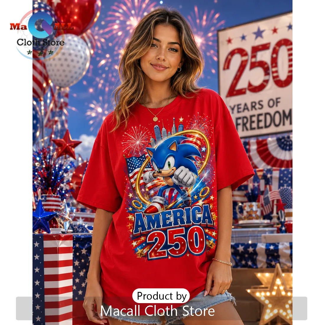 Sonic The Hedgehog America 250 Years Of Freedom T-Shirt Sonic The Hedgehog America 250 Years Of Freedom T-Shirt