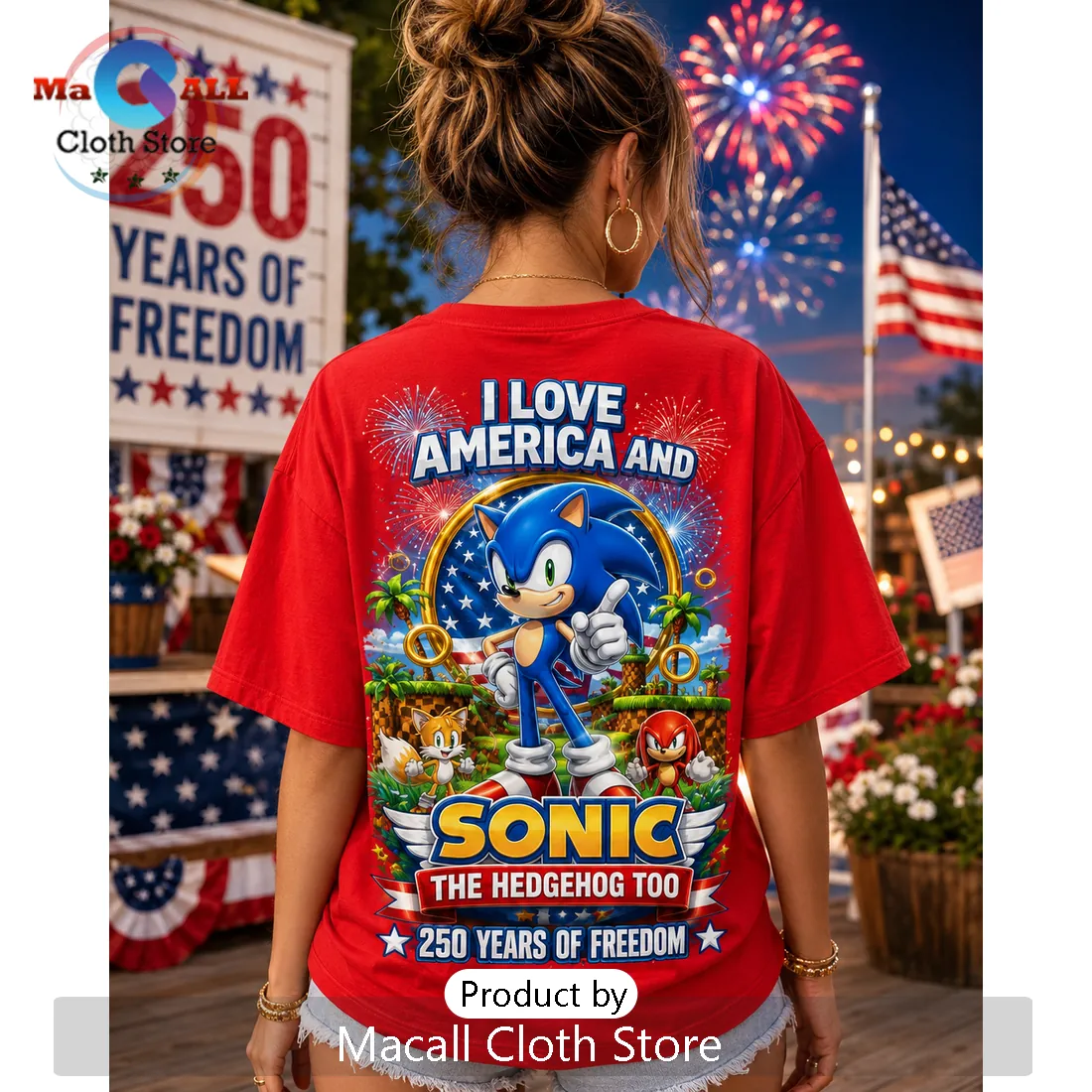 Sonic The Hedgehog America 250 Years Of Freedom T-Shirt Sonic The Hedgehog America 250 Years Of Freedom T-Shirt