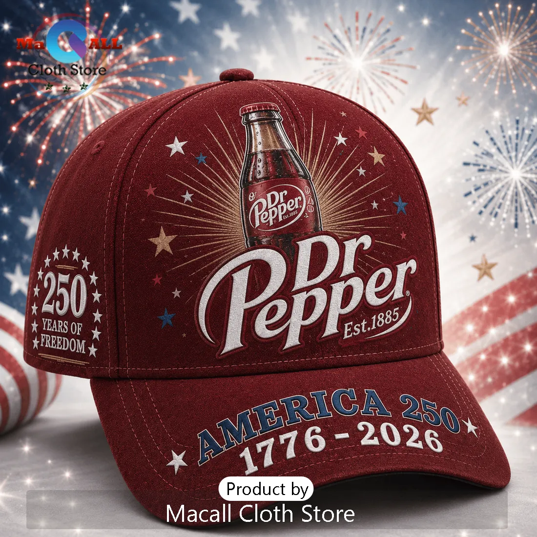 Dr Pepper x America 250 Years of Freedom 1776-2026 Collectible Baseball Cap Dr Pepper x America 250 Years of Freedom 1776-2026 Collectible Baseball Cap