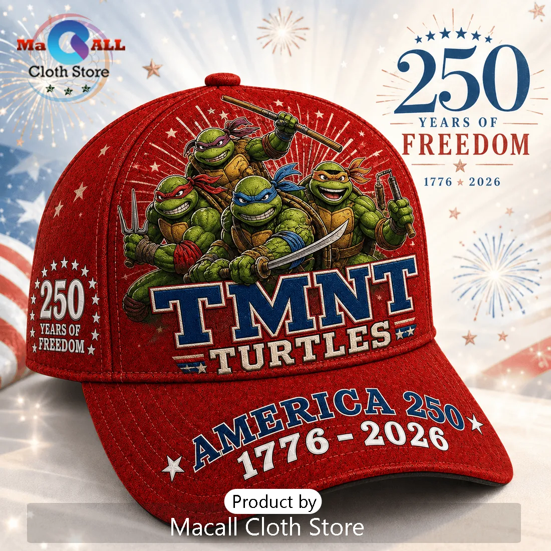 TMNT x America 1776-2026 250 Years of Freedom Collectible Baseball Cap