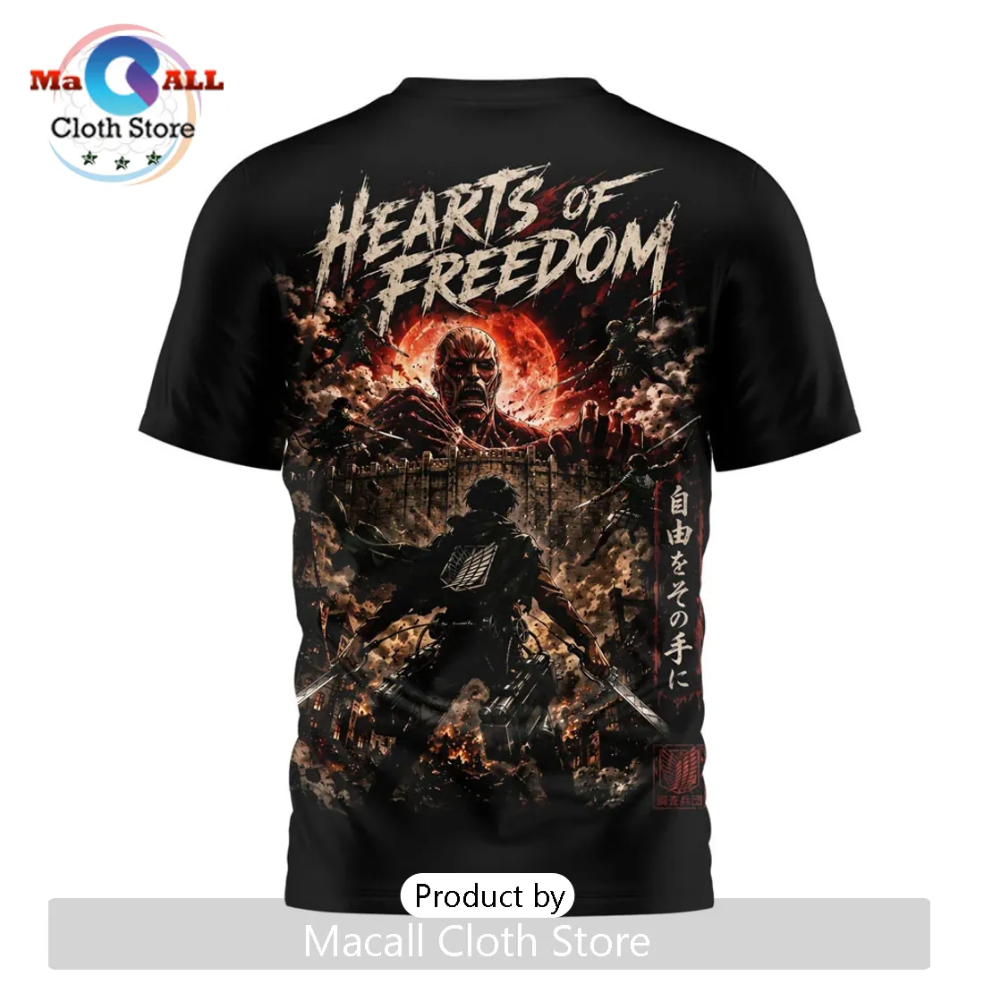 Attack on Titan Levi and Colossal Titan Anime 2026 T-Shirt Attack on Titan Levi and Colossal Titan Anime 2026 T-Shirt
