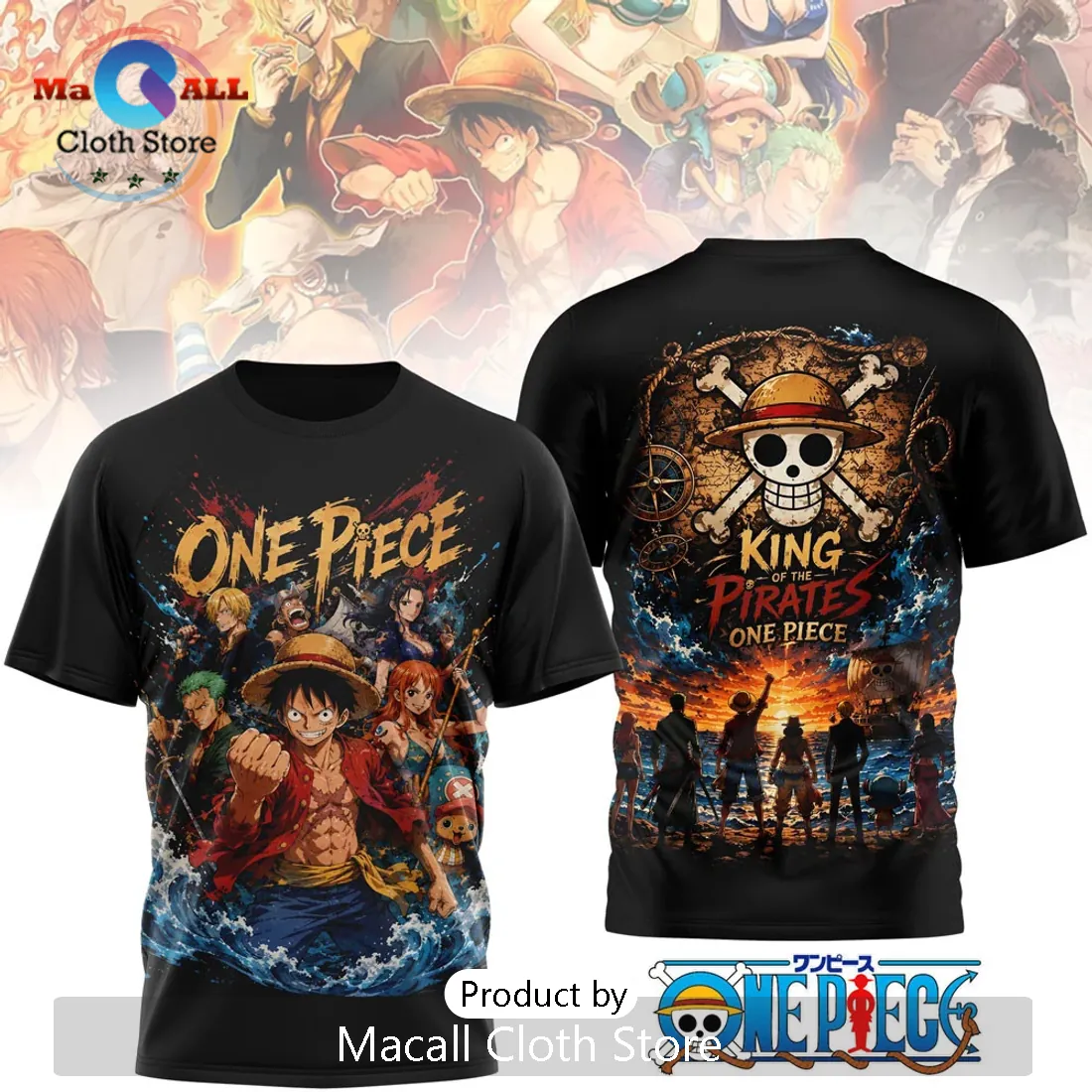 One Piece Luffy Monkey D King of Pirates Anime Series T-Shirt One Piece Luffy Monkey D King of Pirates Anime Series T-Shirt