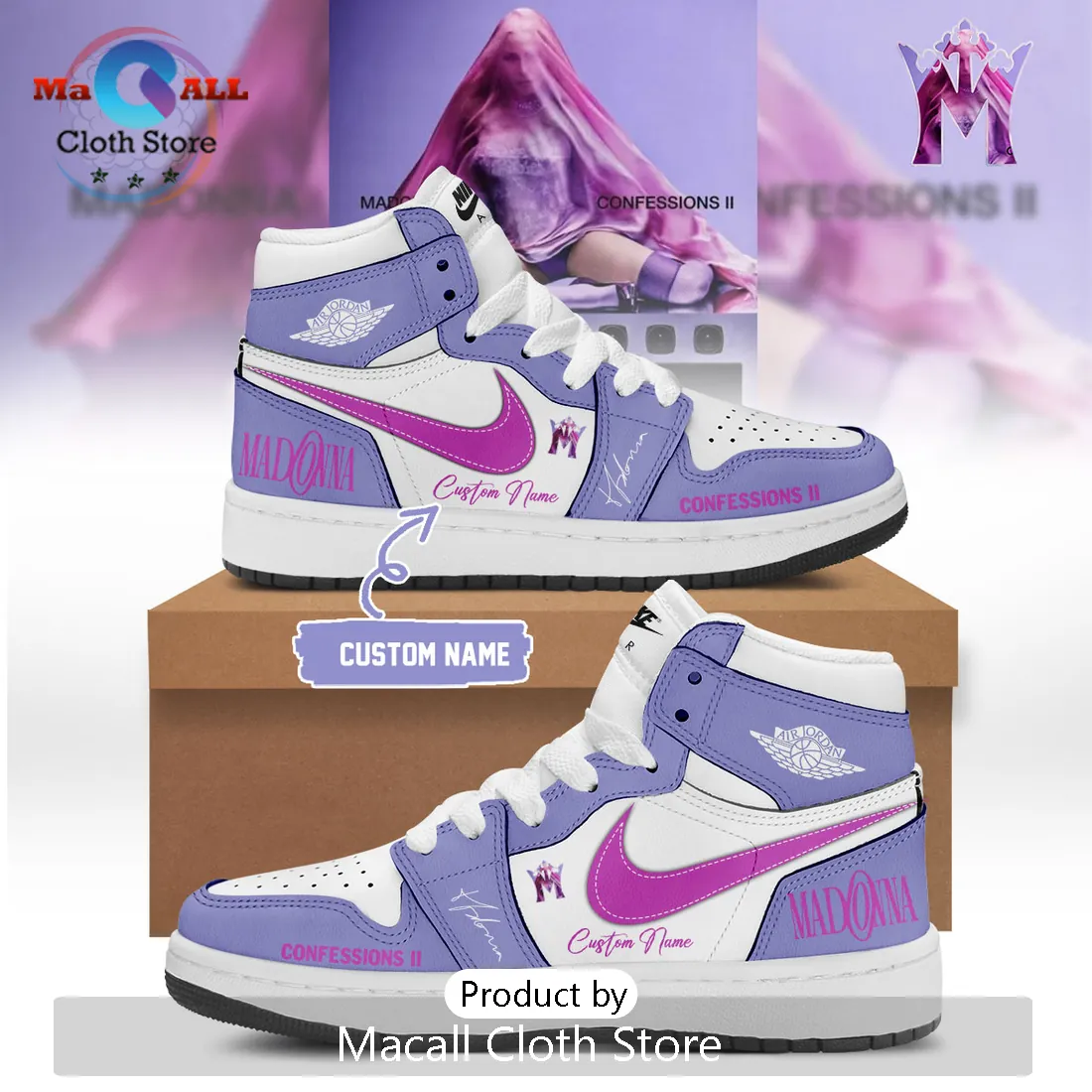Madonna x Jordan Confessions II Limited Edition Custom Name High Top Shoes