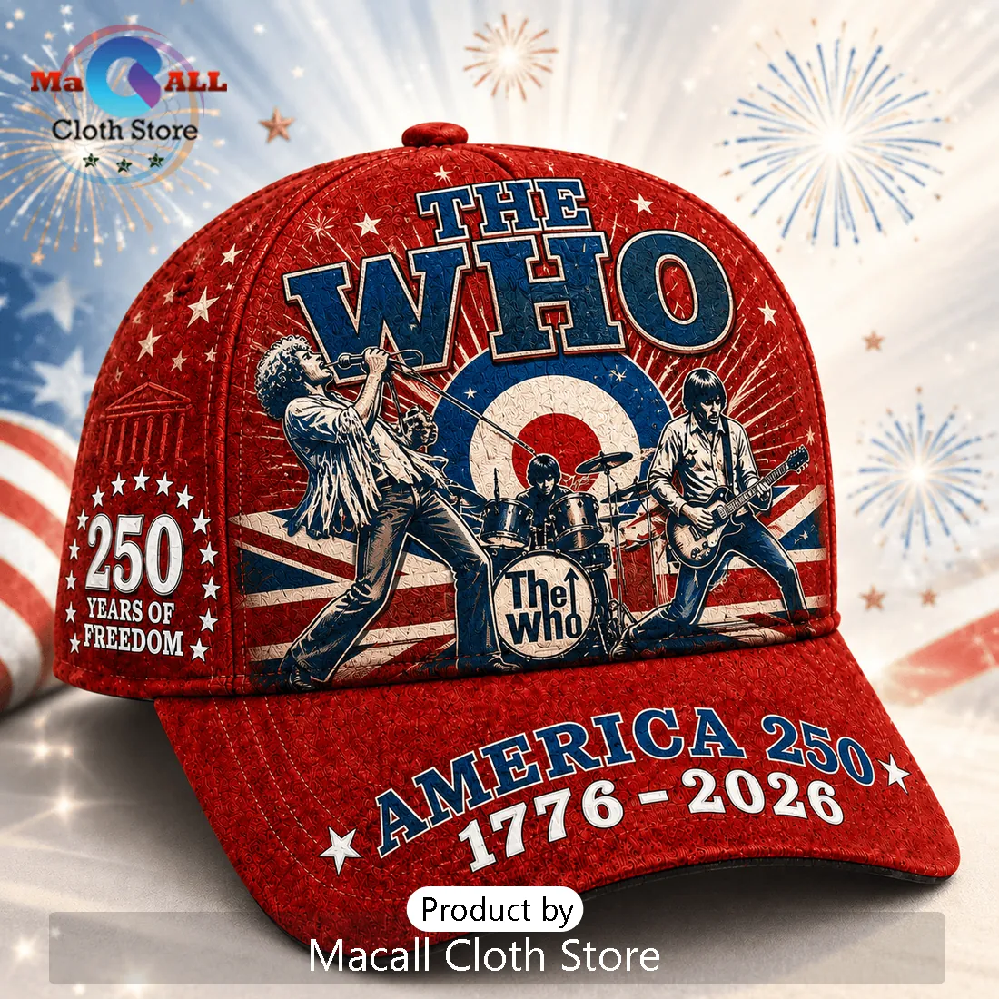 The Who x USA 250 Years Of Freedom Red Baseball Cap The Who x USA 250 Years Of Freedom Red Baseball Cap