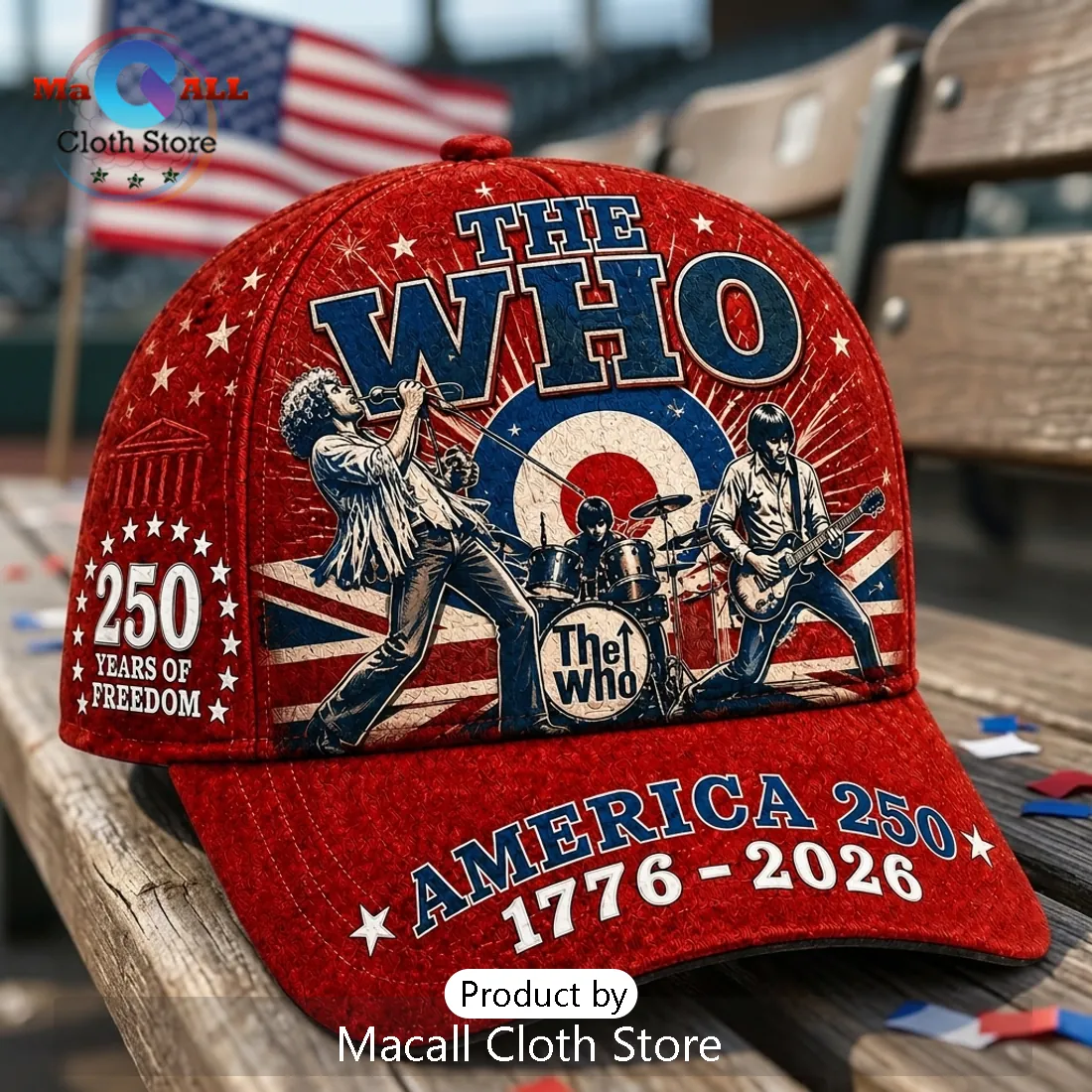 The Who x USA 250 Years Of Freedom Red Baseball Cap The Who x USA 250 Years Of Freedom Red Baseball Cap