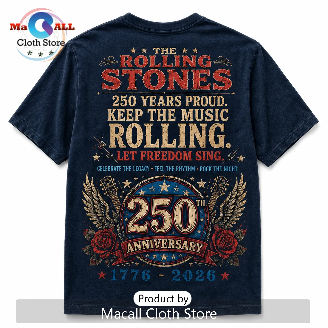 The Rolling Stones 250th Anniversary 1776-2026 Cotton T-Shirt The Rolling Stones 250th Anniversary 1776-2026 Cotton T-Shirt