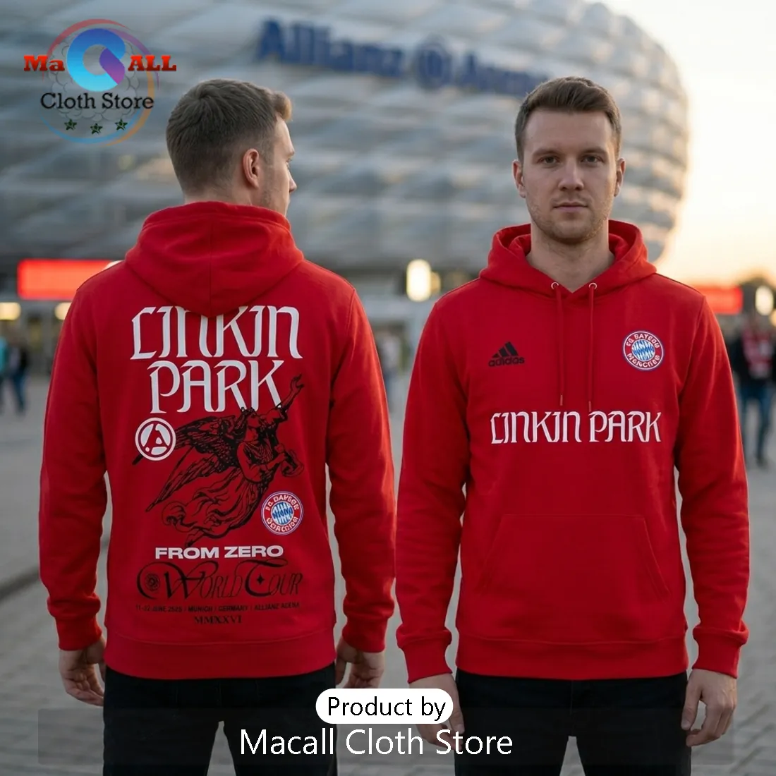 Linkin Park x FC Bayern München Red 2026 From Zero World Tour Cotton Hoodie Linkin Park x FC Bayern München Red 2026 From Zero World Tour Cotton Hoodie