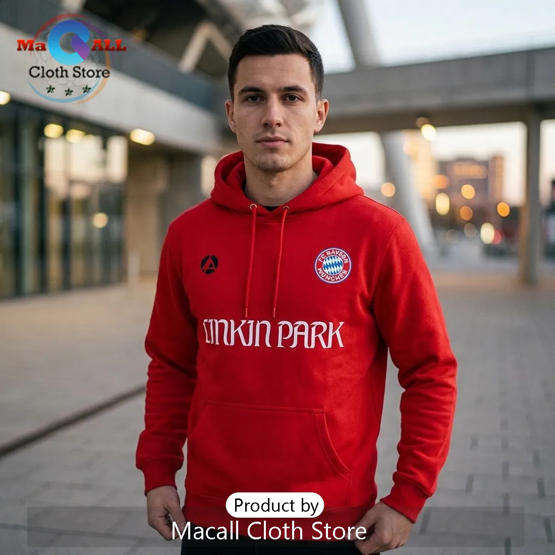 Linkin Park x FC Bayern München Red 2026 From Zero World Tour Cotton Hoodie Linkin Park x FC Bayern München Red 2026 From Zero World Tour Cotton Hoodie