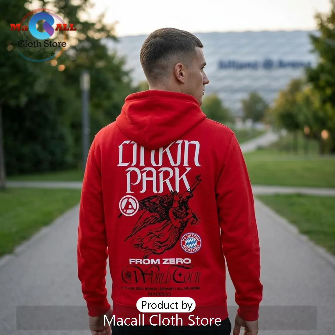 Linkin Park x FC Bayern München Red 2026 From Zero World Tour Cotton Hoodie Linkin Park x FC Bayern München Red 2026 From Zero World Tour Cotton Hoodie