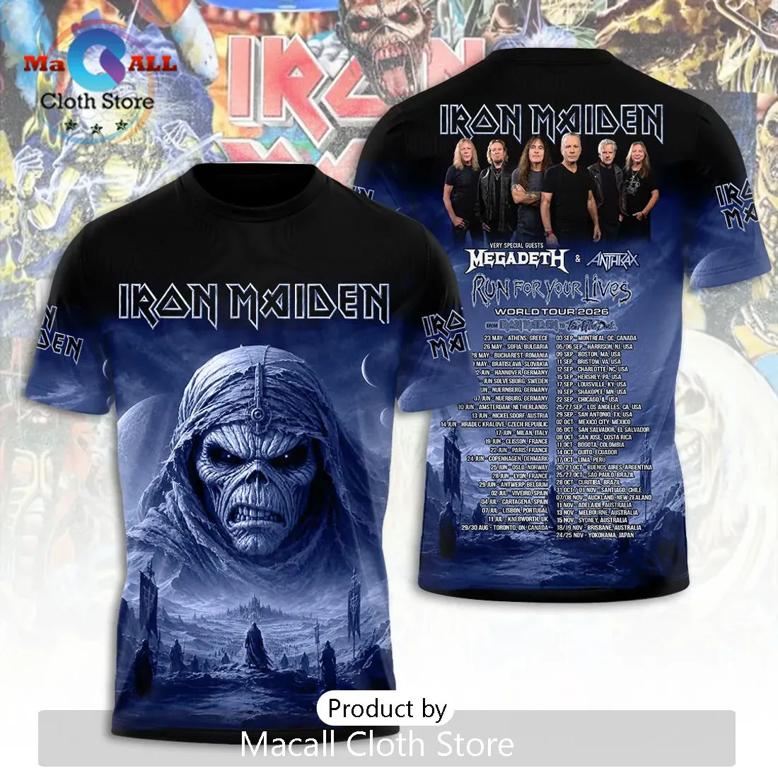Iron Maiden x Megadeth x Anthrax Run For Your Lives 2026 Tour Hoodie Iron Maiden x Megadeth x Anthrax Run For Your Lives 2026 Tour Hoodie