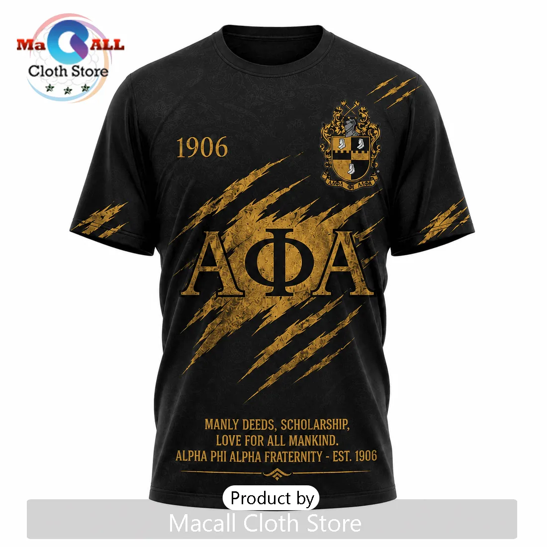 Alpha Phi Alpha Fraternity The Ice Gorilla Mascot Black Apparel T-Shirt Alpha Phi Alpha Fraternity The Ice Gorilla Mascot Black Apparel T-Shirt