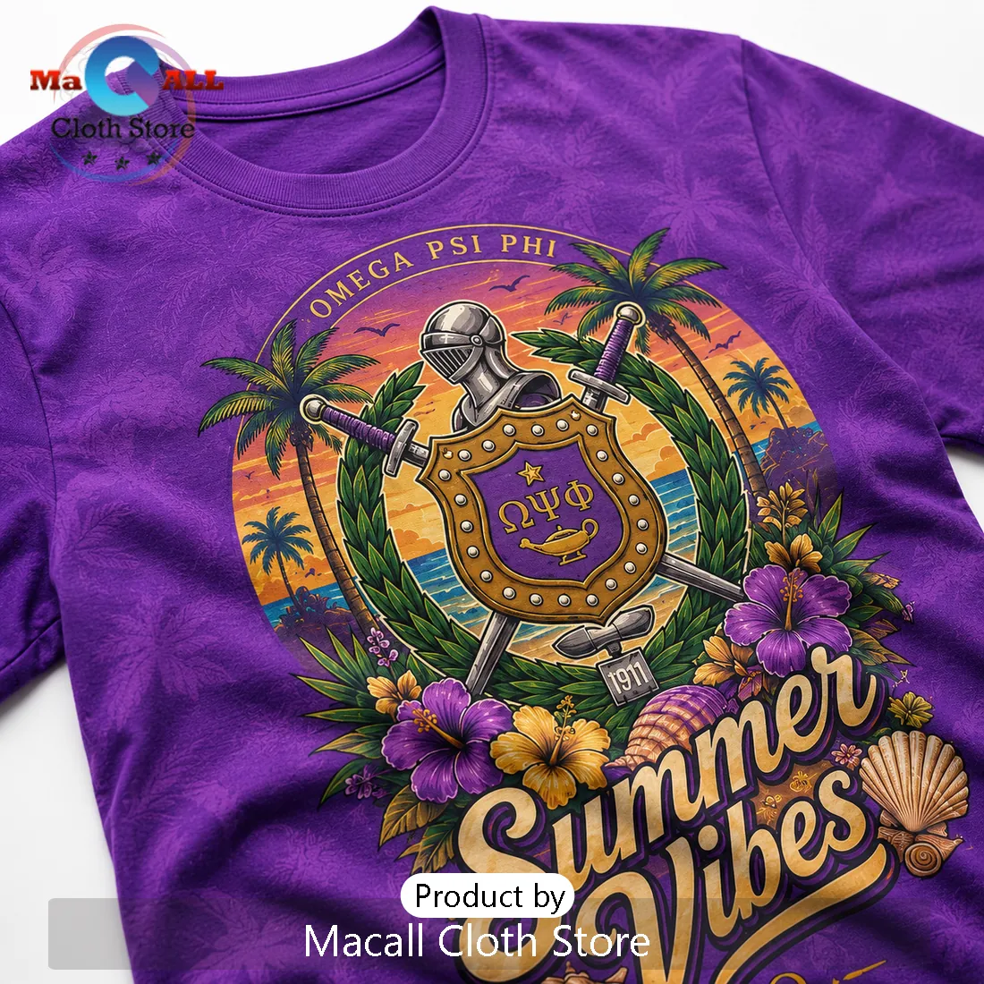 Omega Psi Phi Summer Vibes Purple Bulldog T-Shirt Omega Psi Phi Summer Vibes Purple Bulldog T-Shirt