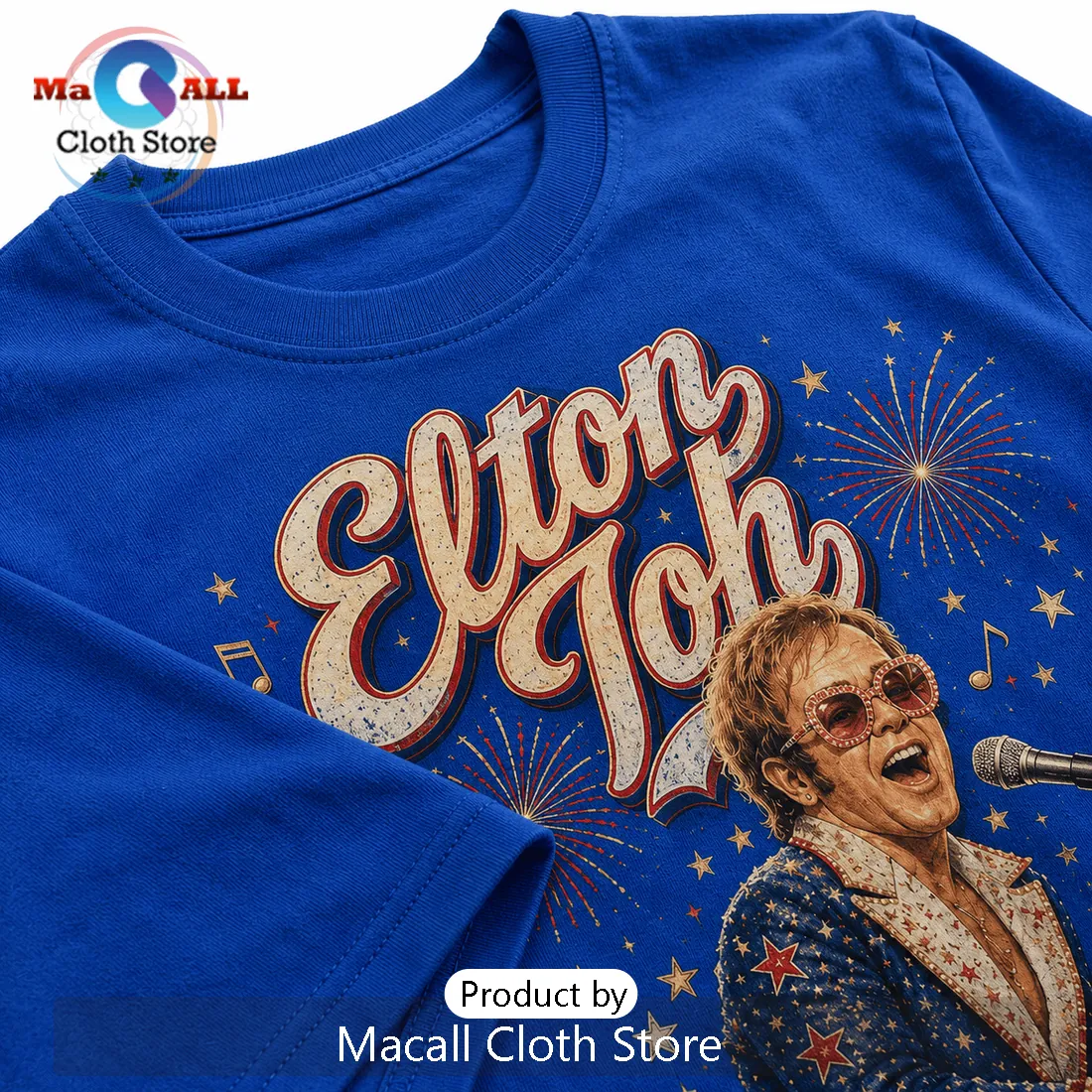 Elton John Red White and Elton John Vintage Blue Shirt Elton John Red White and Elton John Vintage Blue Shirt