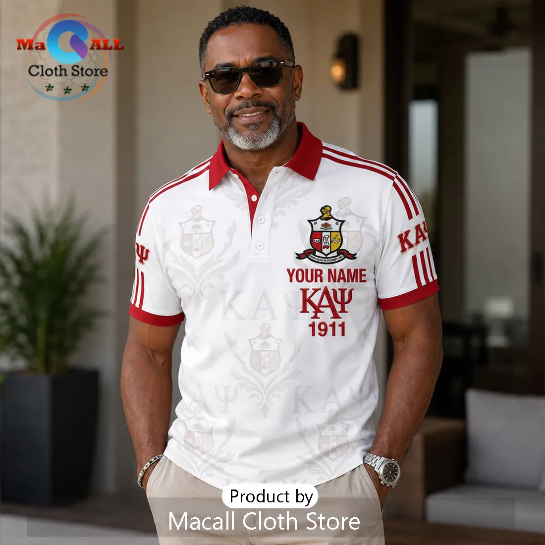 Kappa Alpha Psi 1911 Crest White Red Custom Crested Casual Polo Shirt Kappa Alpha Psi 1911 Crest White Red Custom Crested Casual Polo Shirt