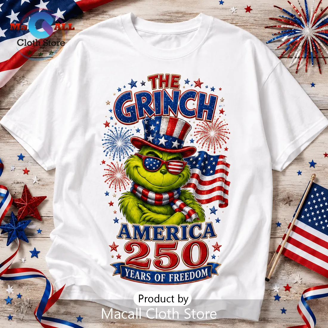 The Grinch America 250 Years 1776-2026 Patriotic Independence Day T-Shirt The Grinch America 250 Years 1776-2026 Patriotic Independence Day T-Shirt