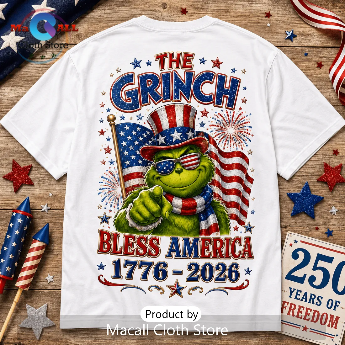The Grinch America 250 Years 1776-2026 Patriotic Independence Day T-Shirt The Grinch America 250 Years 1776-2026 Patriotic Independence Day T-Shirt
