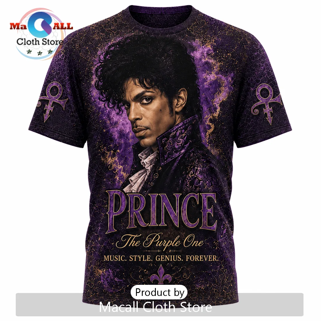 Prince The Purple One Vintage Illustration Purple Cotton T-Shirt Prince The Purple One Vintage Illustration Purple Cotton T-Shirt