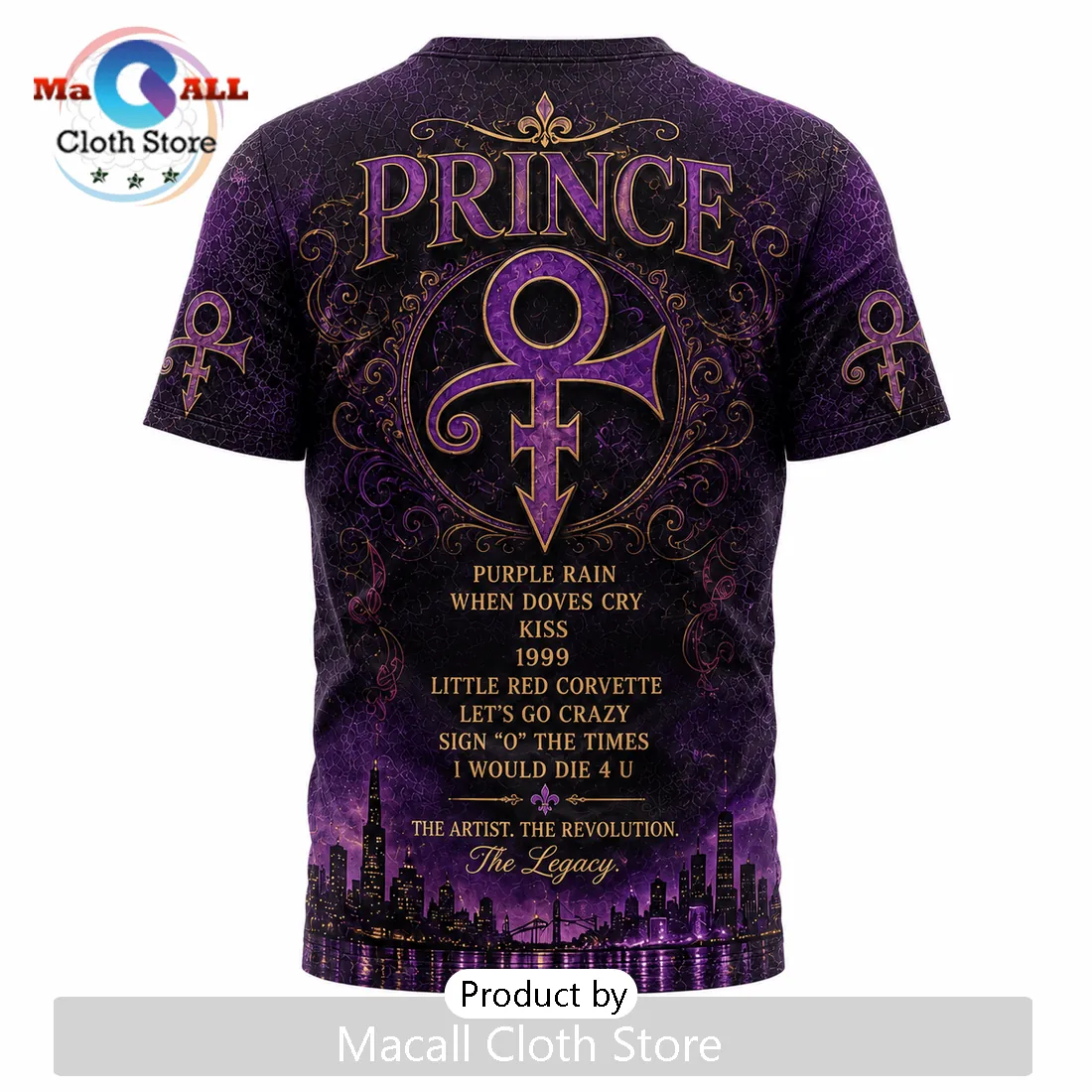 Prince The Purple One Vintage Illustration Purple Cotton T-Shirt Prince The Purple One Vintage Illustration Purple Cotton T-Shirt