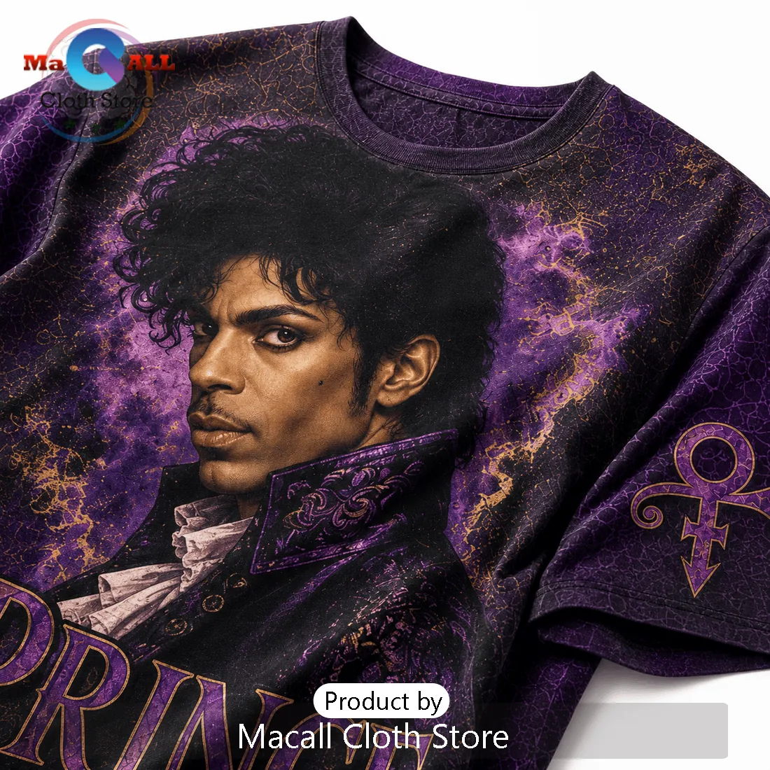 Prince The Purple One Vintage Illustration Purple Cotton T-Shirt Prince The Purple One Vintage Illustration Purple Cotton T-Shirt
