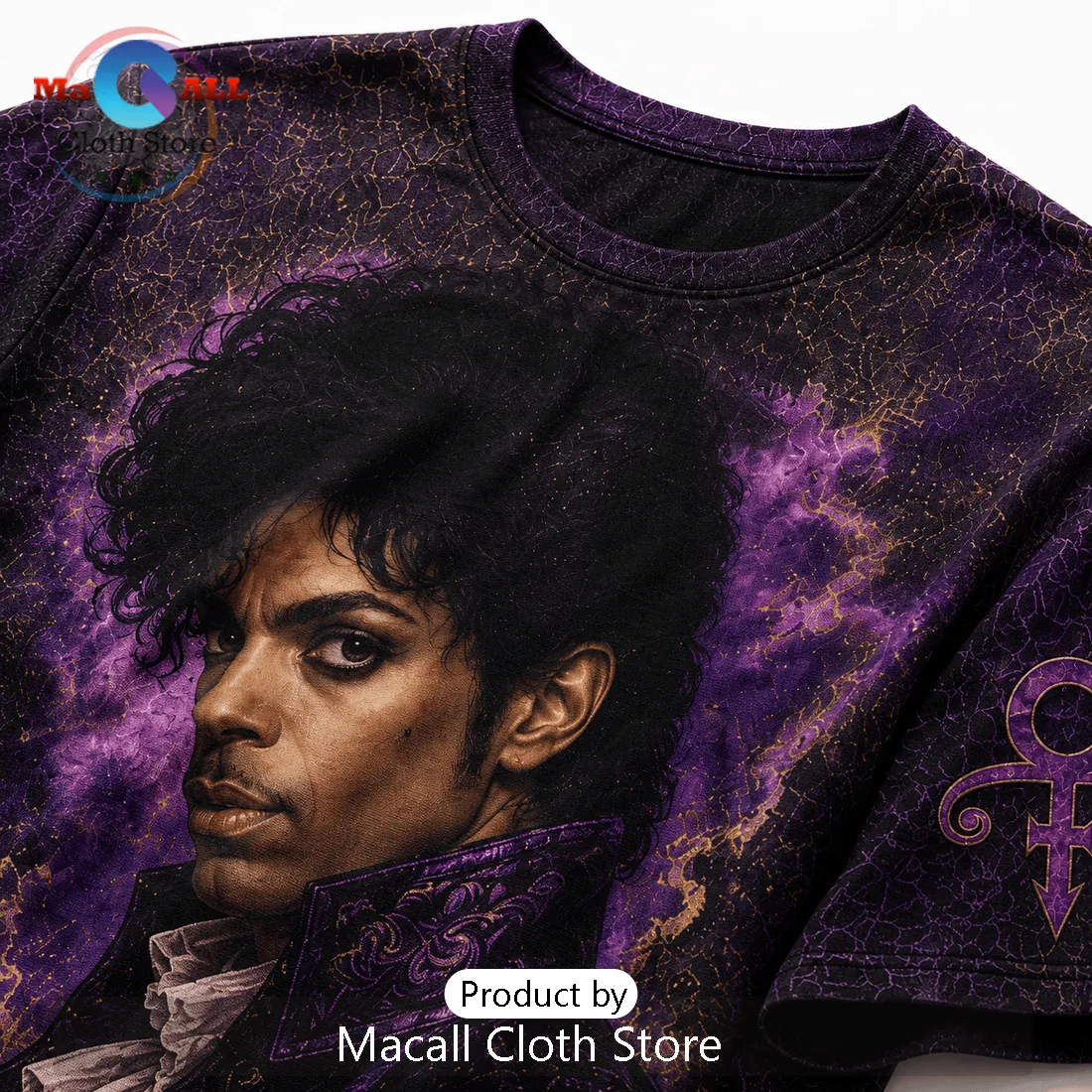 Prince The Purple One Vintage Illustration Purple Cotton T-Shirt Prince The Purple One Vintage Illustration Purple Cotton T-Shirt