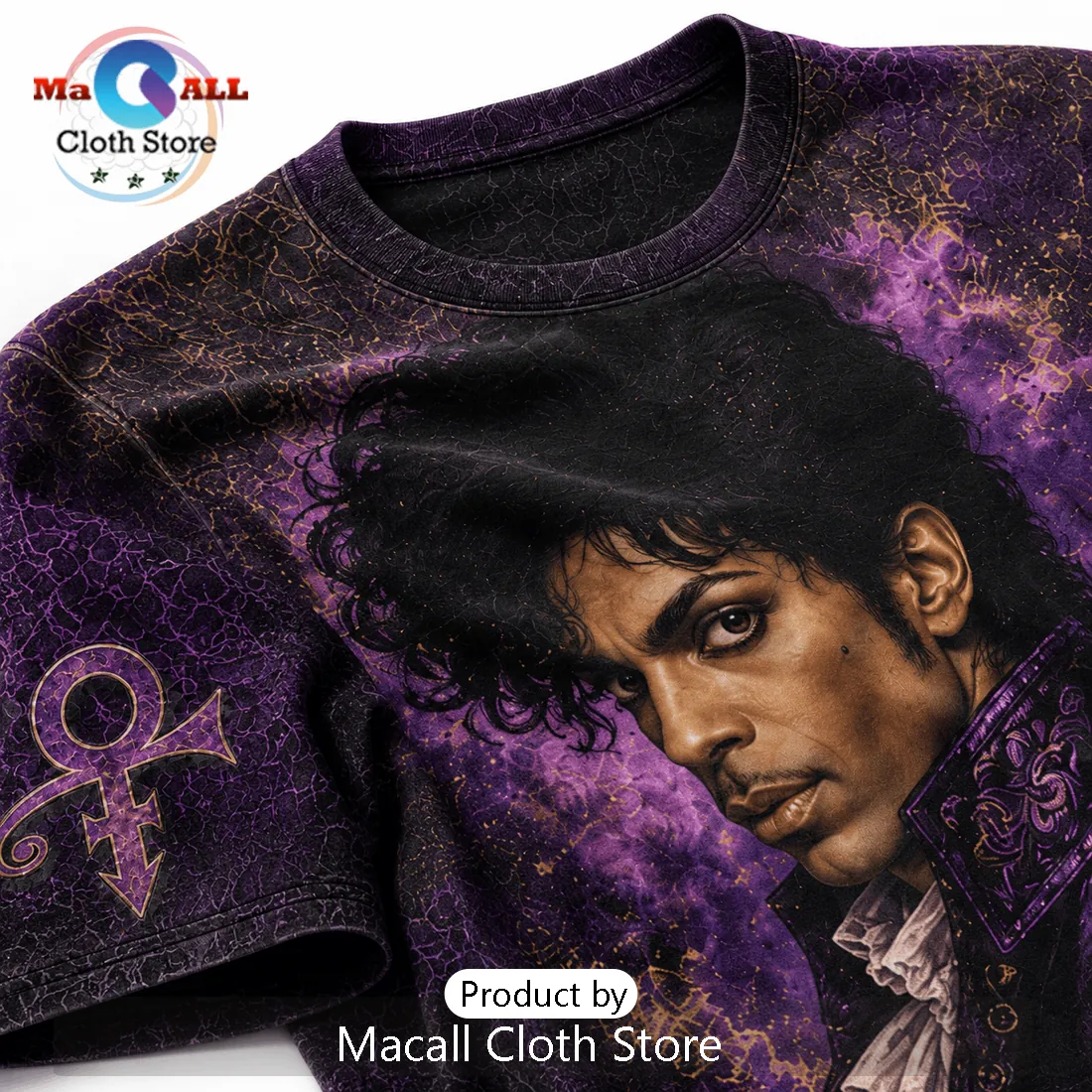 Prince The Purple One Vintage Illustration Purple Cotton T-Shirt Prince The Purple One Vintage Illustration Purple Cotton T-Shirt