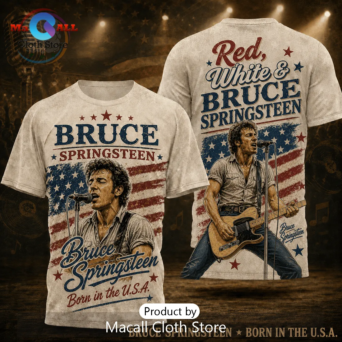 Bruce Springsteen Born In The USA Vintage American Flag T-Shirt Bruce Springsteen Born In The USA Vintage American Flag T-Shirt